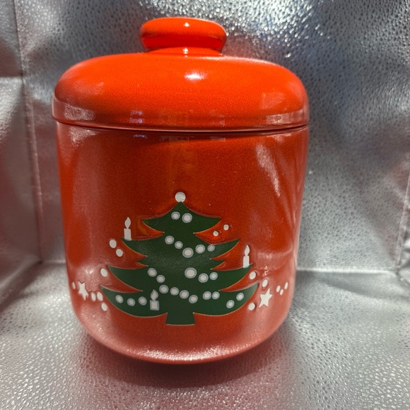 Festive Orange Jar with Green Christmas Tree Design - Picture 10 of 10